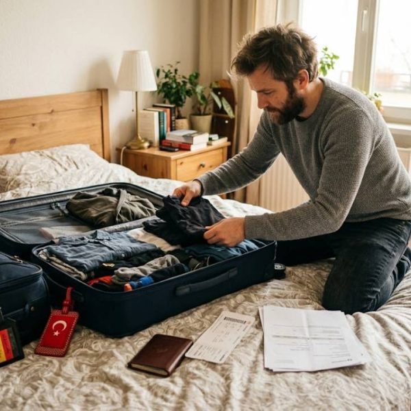 Reisevorbereitung für die Türkei und Deutschland mit Dokumenten